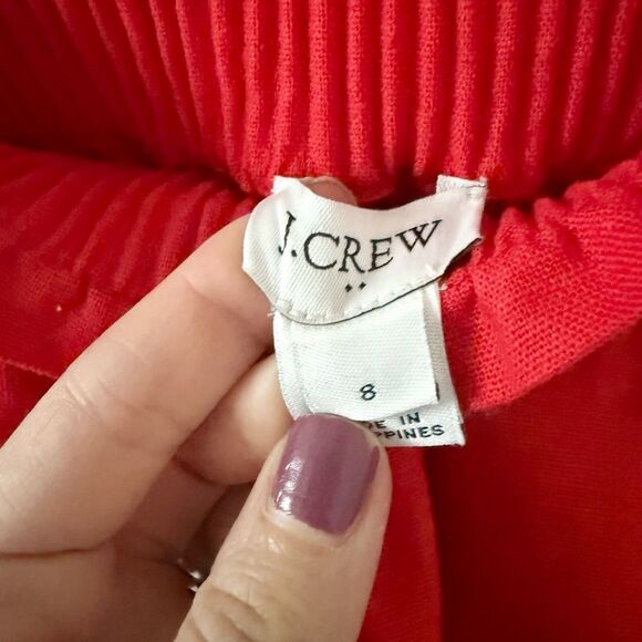 J. Crew Linen Cotton Blend Pull on Skirt with Scallop Edge in Red Size 8 - Picture 5 of 6